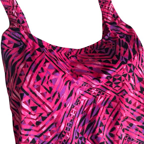 Swimsuits For All Aquabelle Size 16 One Piece Swimsuit Pink Geometric Print - Picture 2 of 10